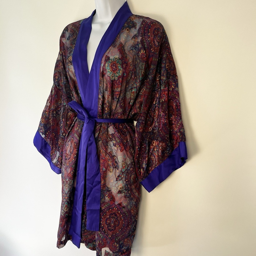 Victoria's Secret Vintage Sheer Kimono Robe One Size Fairy Core Floral 90s - Picture 3 of 9